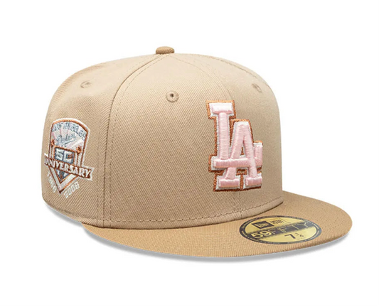 Los Angeles Dodgers MLB Pink Khaki 59FIFTY Beige